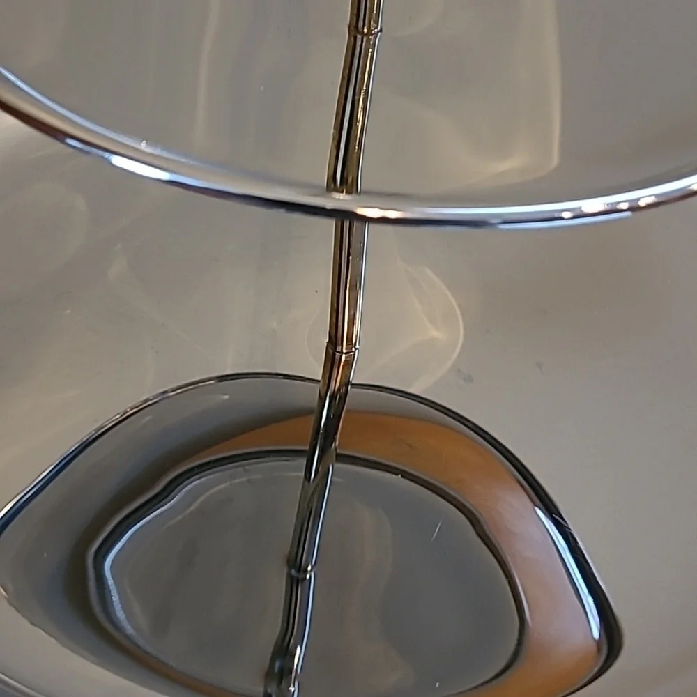KROMEX Vintage MCM Two Tiered Chromeware Tidbit Petit Fours Serving Tray - Picture 5 of 16